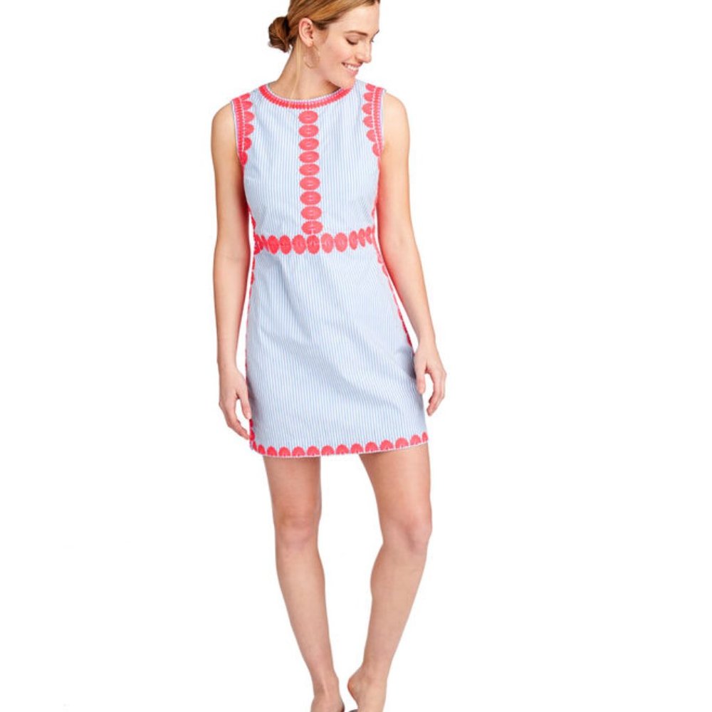 VINEYARD VINE striped pop embroidered shift